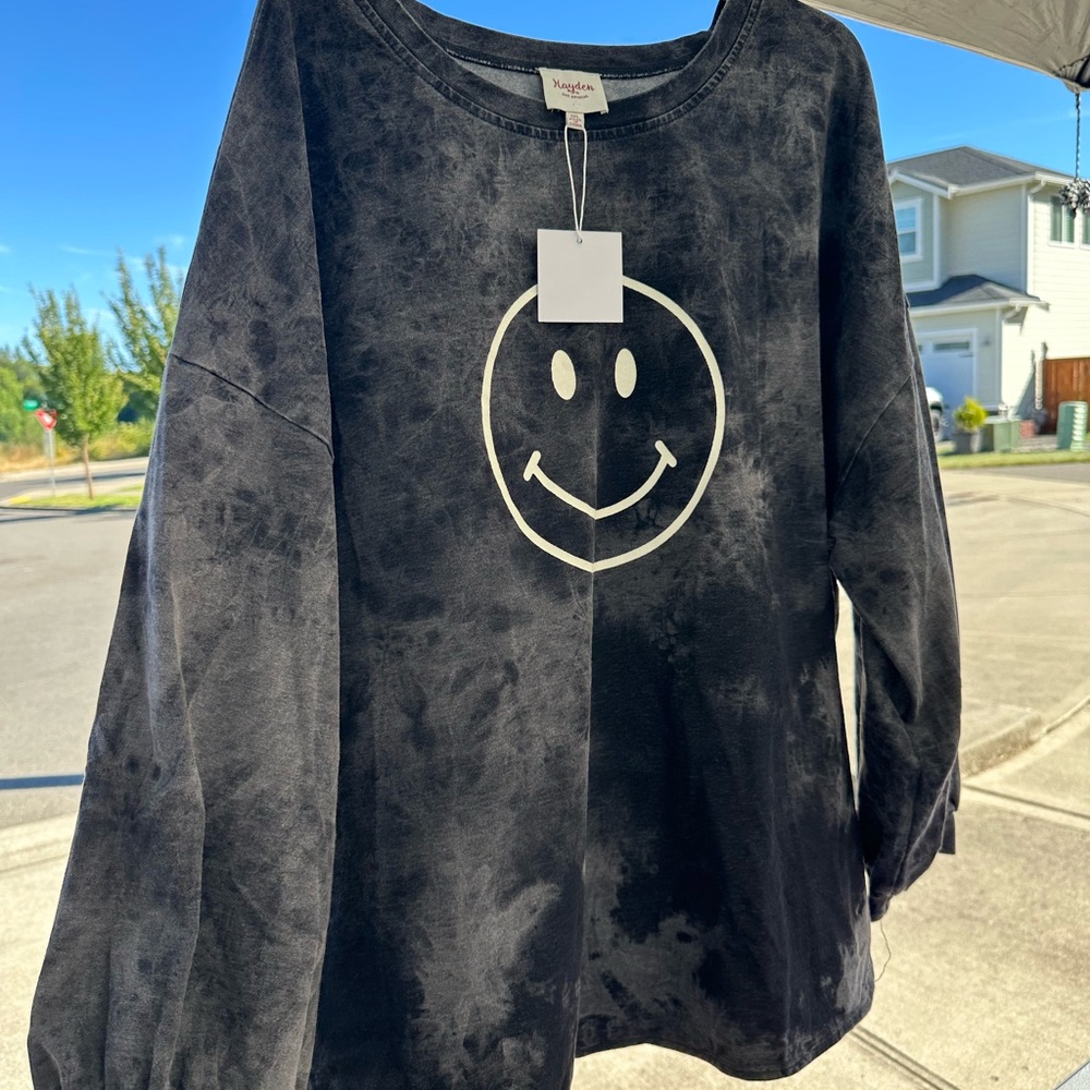 Hayden Charcoal Tie-Dye Top